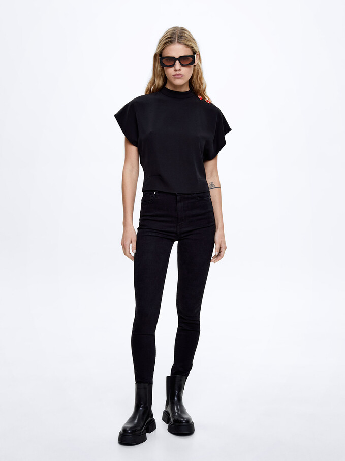Pantalon En Jean Cigarette, Noir, hi-res