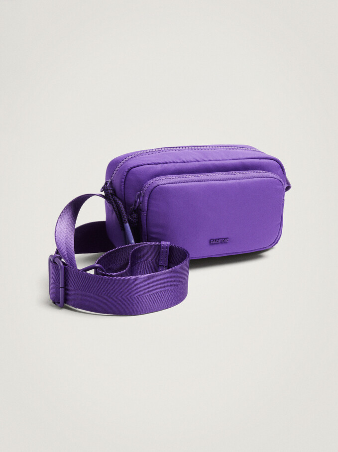 Nylon Crossbody Bag With String, Purple, hi-res