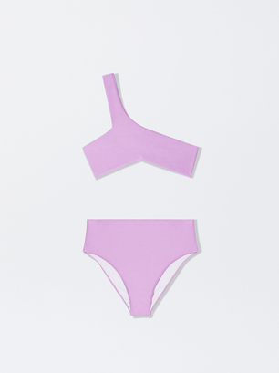 Online Exclusive - High-Waisted Asymmetric Bikini, Violet, hi-res