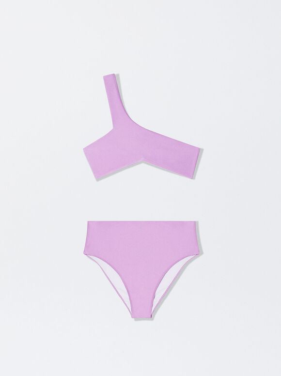 Online Exclusive - Bikini Asymétrique Taille Haute, Violet, hi-res