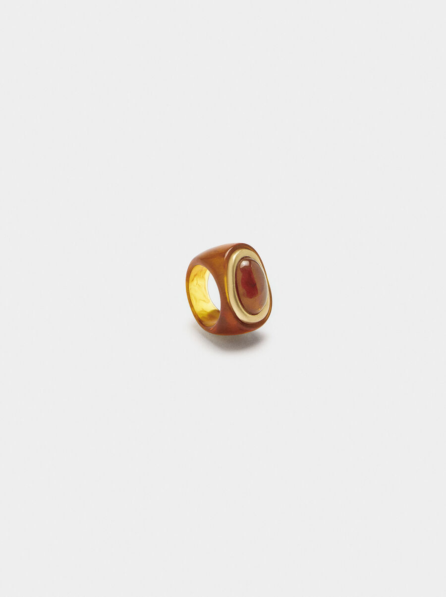 Oval ring with stone effect
