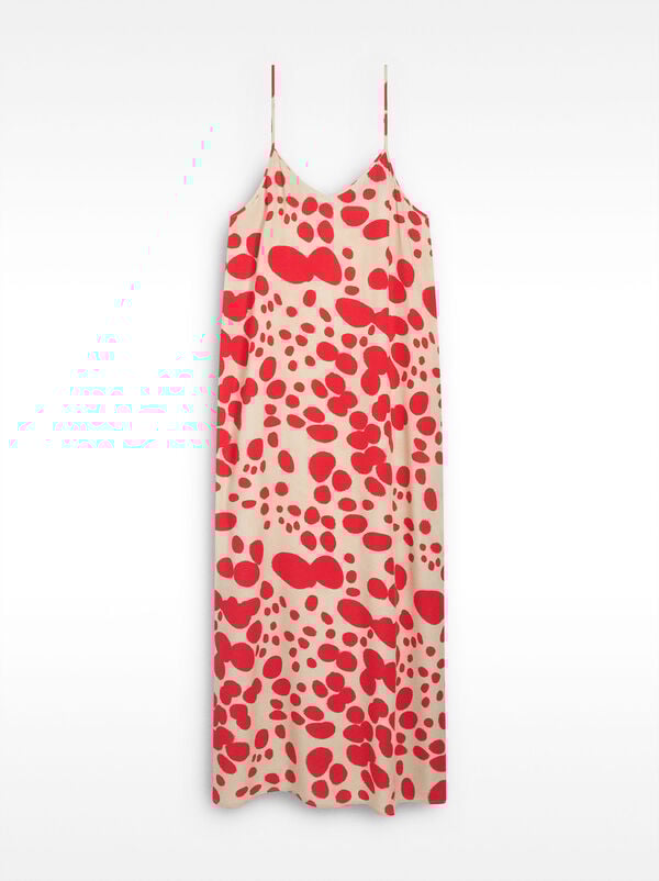 Long printed dress with straps