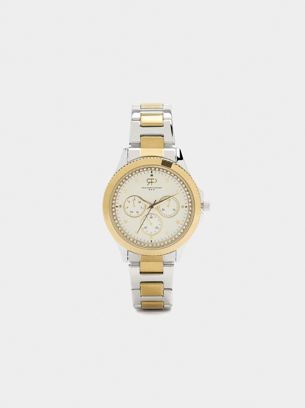 Bicolor watch with stainless steel bracelet