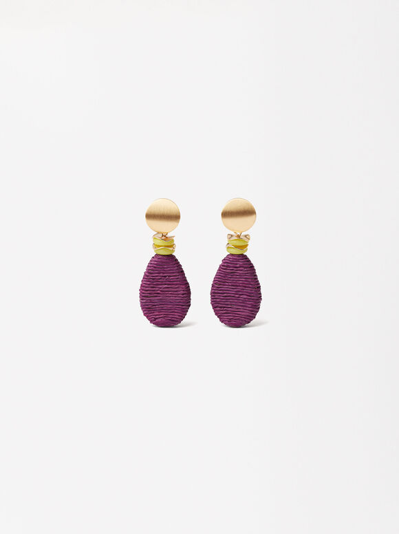 Monochrome Detail Earrings, Purple, hi-res
