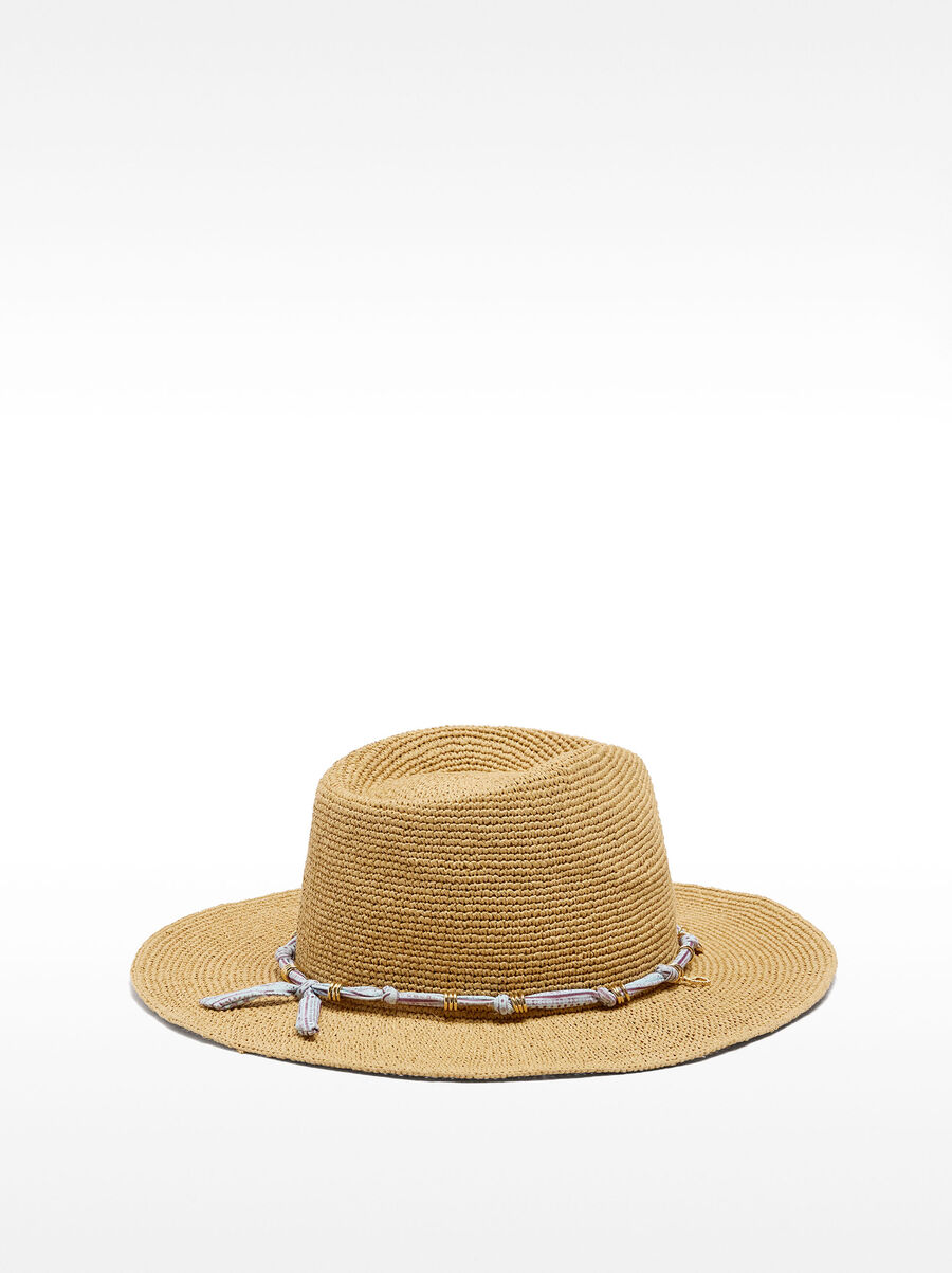 Chapeau effet raphia avec liens à nouer