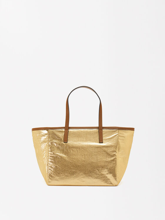 Metallische Einkaufstasche M, Golden, hi-res