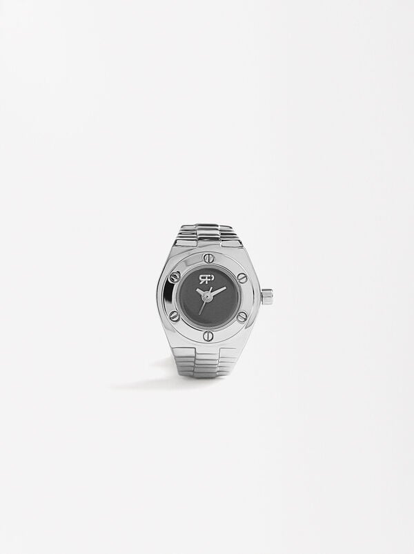 Stainless steel silver ring watch