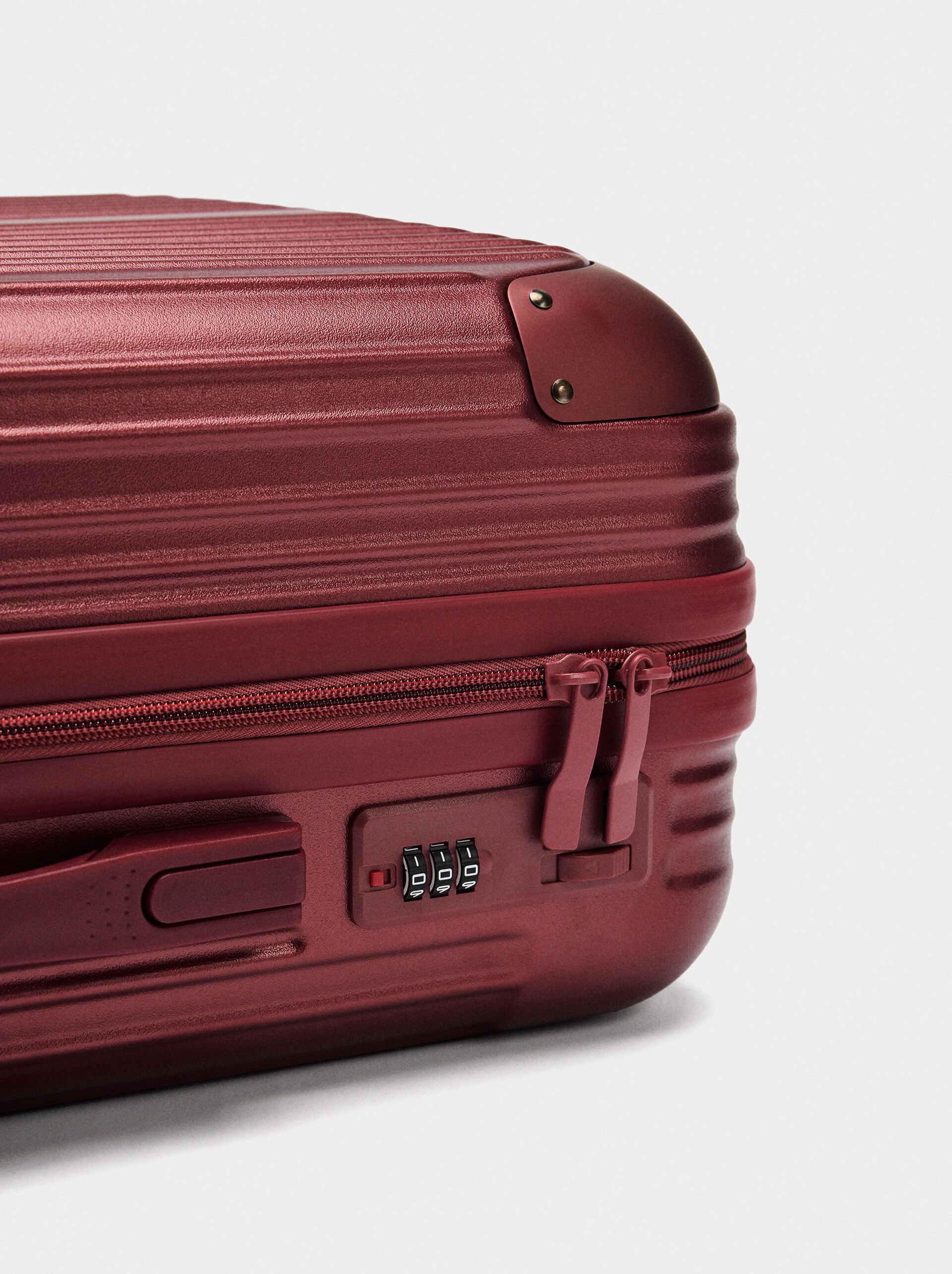 Striped travel suitcase image number 4.0