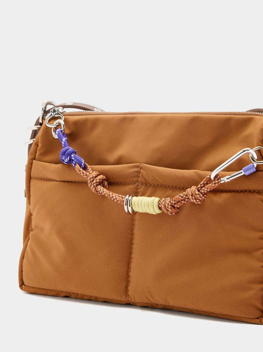 Nylon crossbody bag with pendant