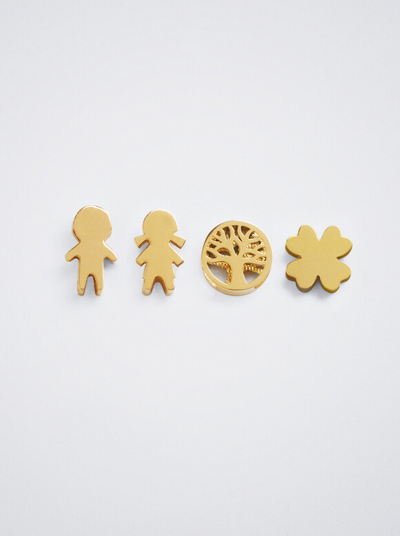 Online Exclusive - Stainless Steel Charm With Shamrock, Golden, hi-res