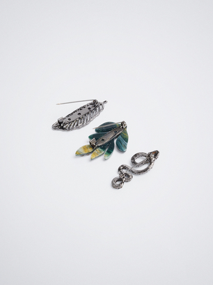 Set Of Brooches With Crystals, Multicolor, hi-res