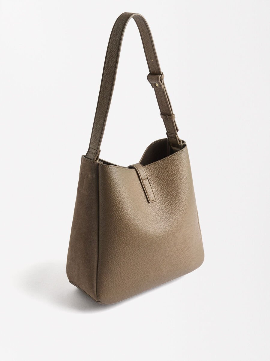 Fur shoulder bag with crossbody pouch