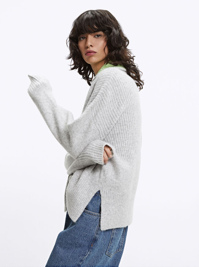 Knit Sweater With High Collar image number 3.0