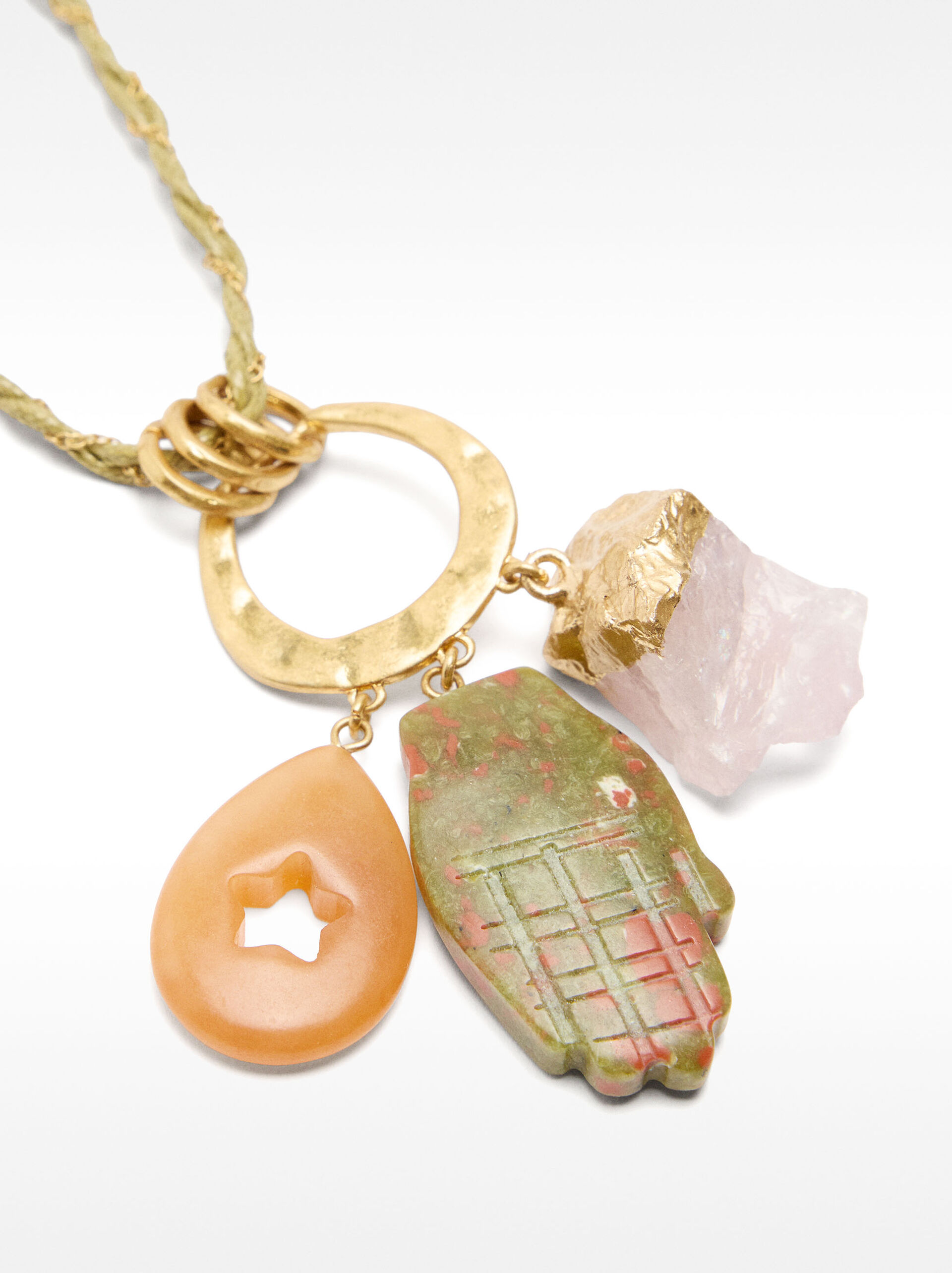 Long necklace with stone pendants image number 2.0