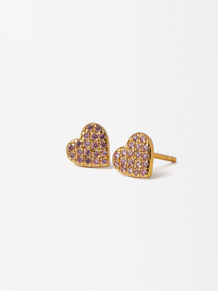 925 Silver Studs With Zirconia, Blue, hi-res