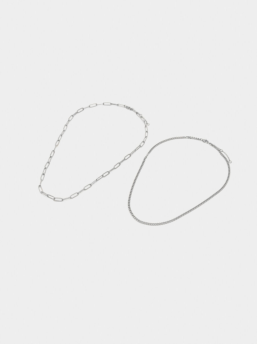Set of link necklaces – stainless steel