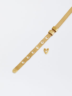 Online Exclusive - Stainless Steel Personalised Heart Bracelet image number 1.0
