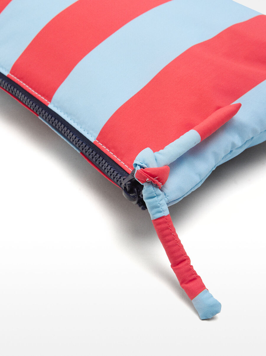 Striped nylon cosmetic bag