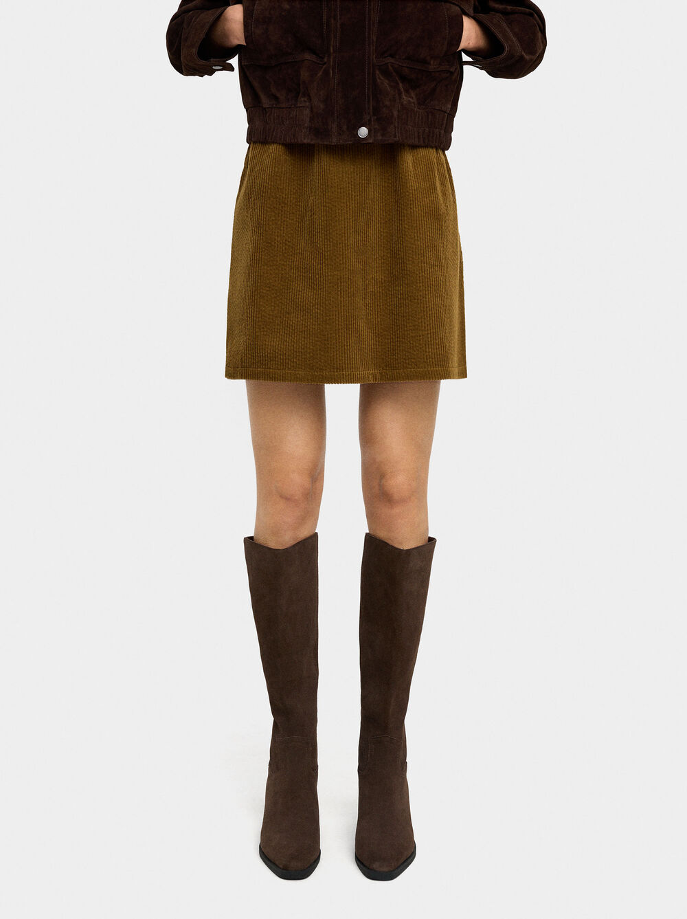 Leather boots with a high shaft