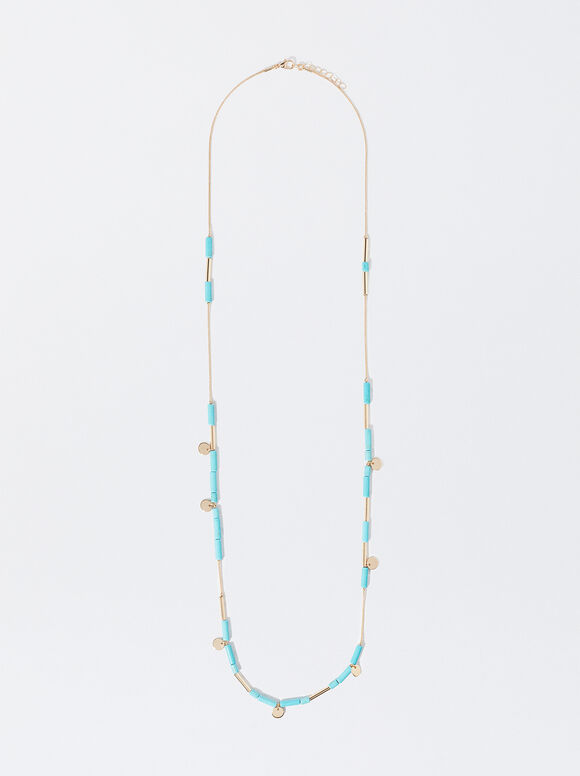 Necklace With Stone, Blue, hi-res
