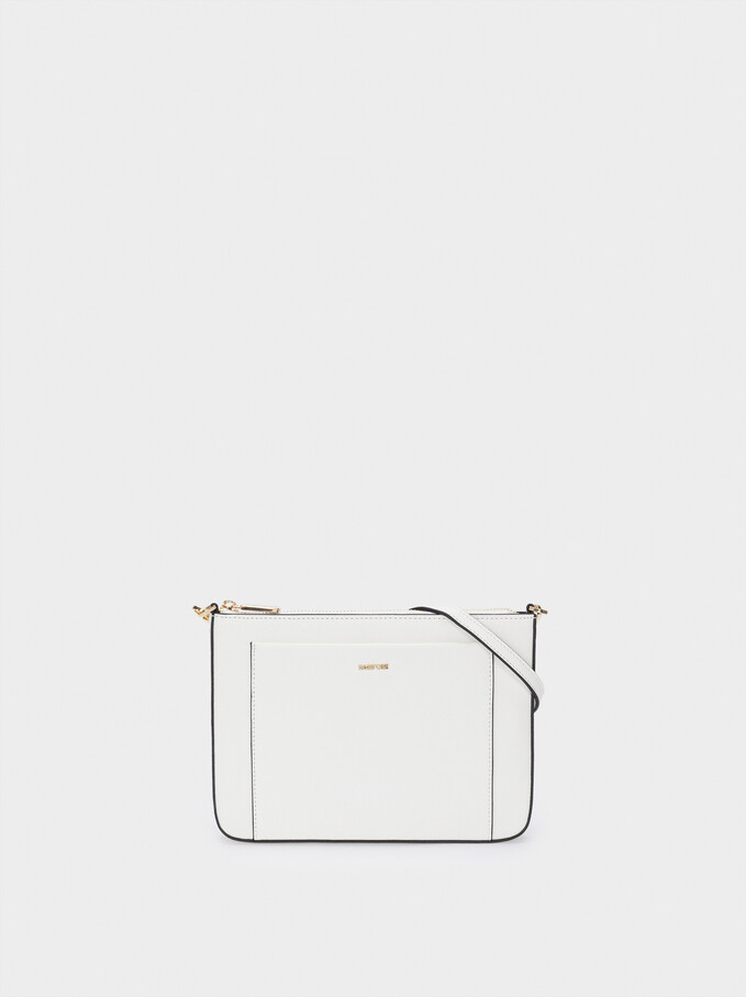 Shoulder Bag With Outer Pocket, White, hi-res