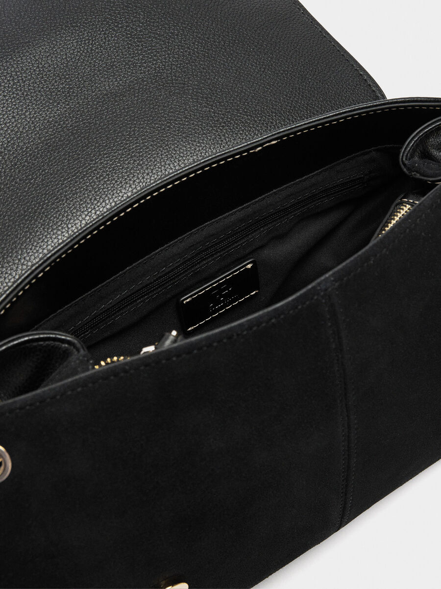 Bolso bandolera con piel e solapa