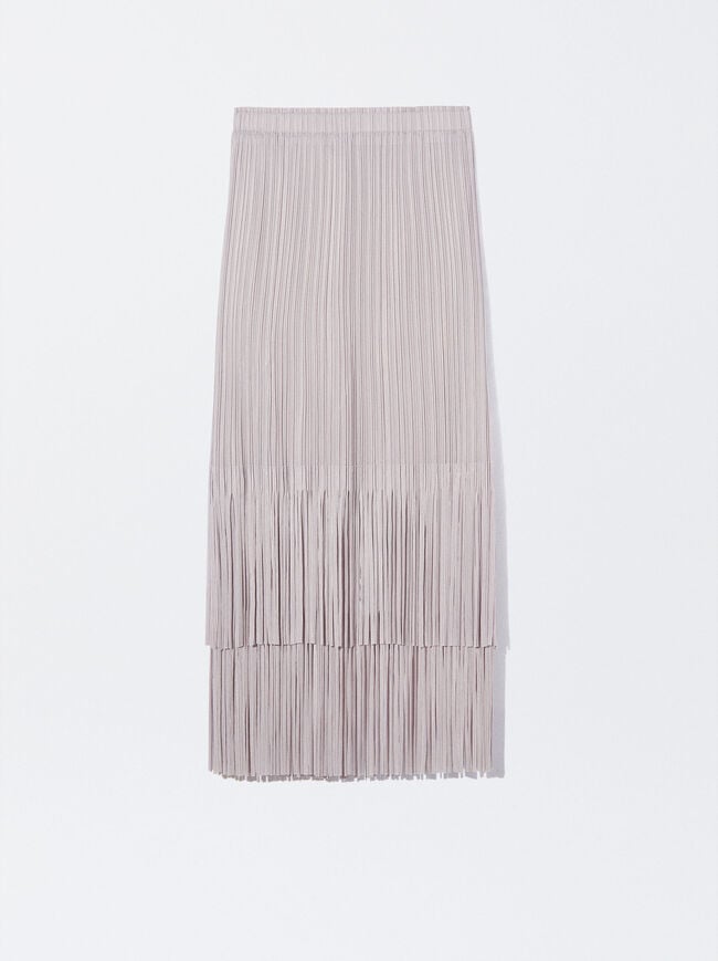 Pleated Skirt With Fringes image number 5.0