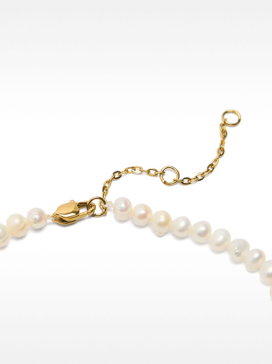 Süßwasserperlenarmband mit Herz – Edelstahl