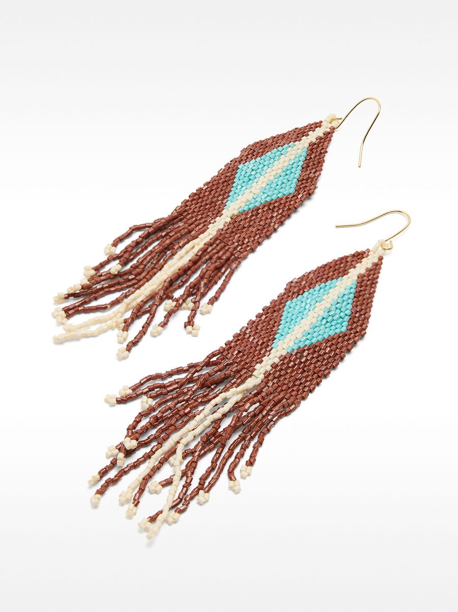 Diamond-shaped bead earrings