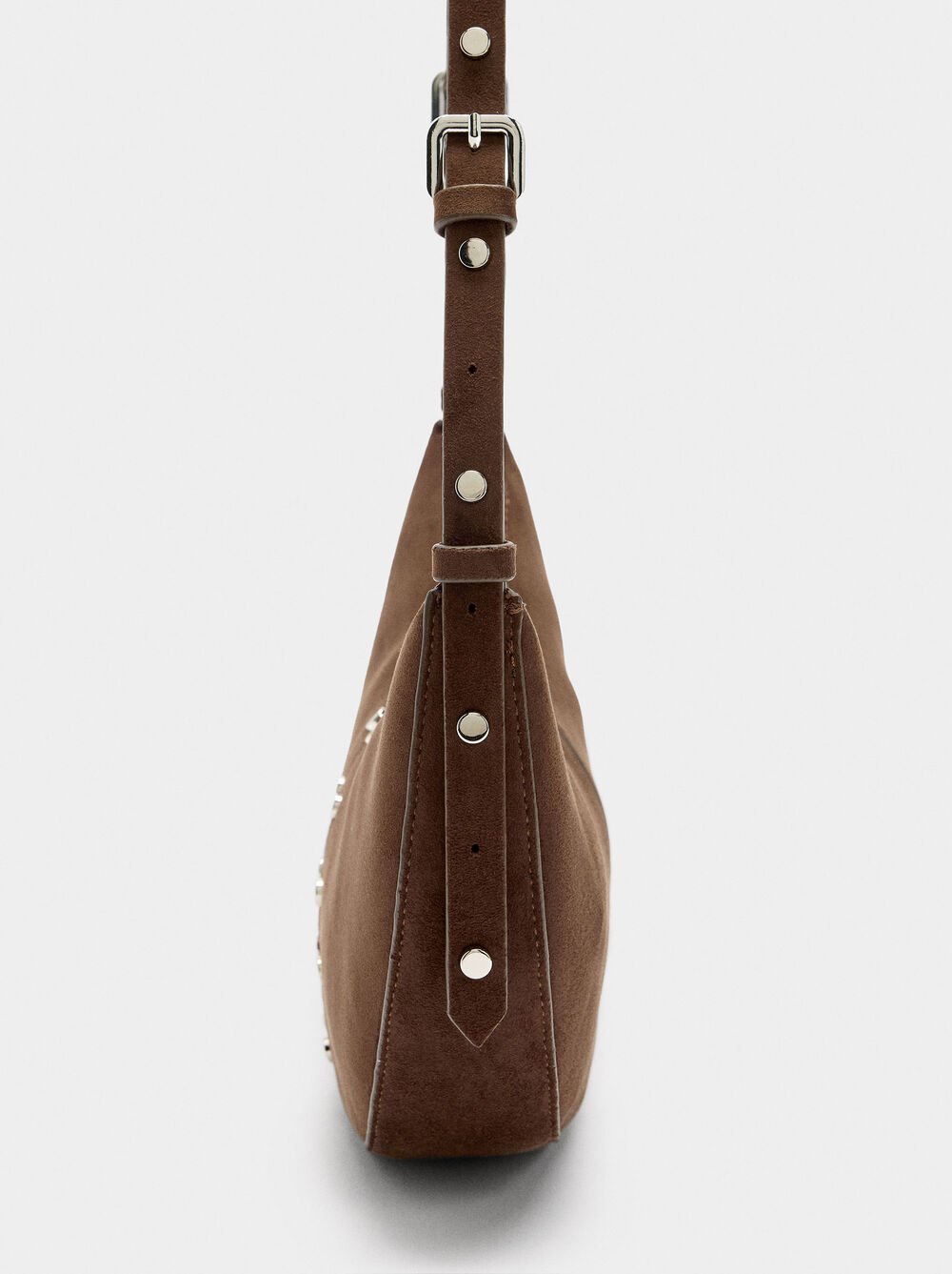 Half-moon shoulder bag with studs