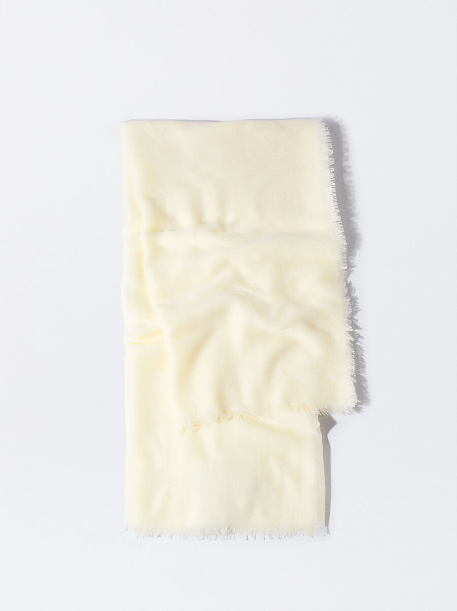 Unifarbener Pashmina mit ausgefranstem Saum
