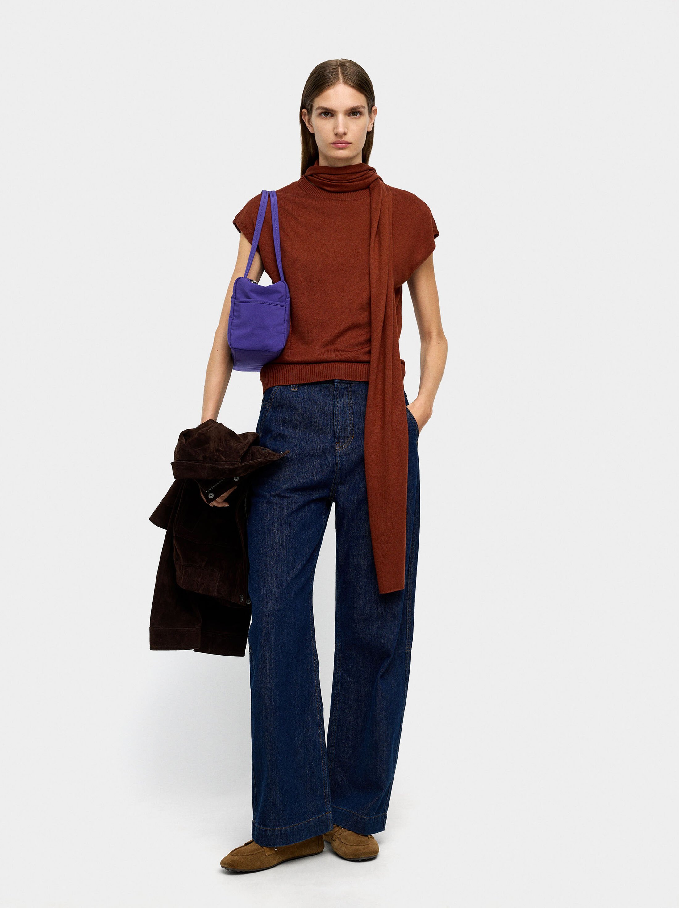 Knit vest with scarf image number 2.0