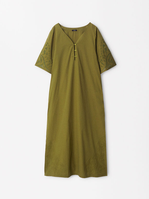 Kleid Aus Baumwolle, Grün, hi-res