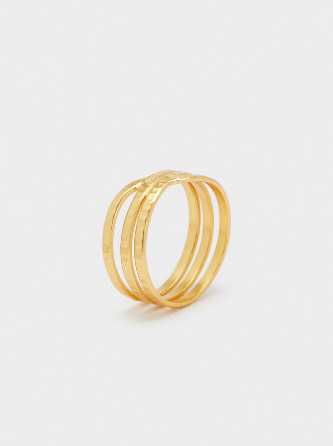 Asymmetrical 925 Silver Ring, Golden, hi-res