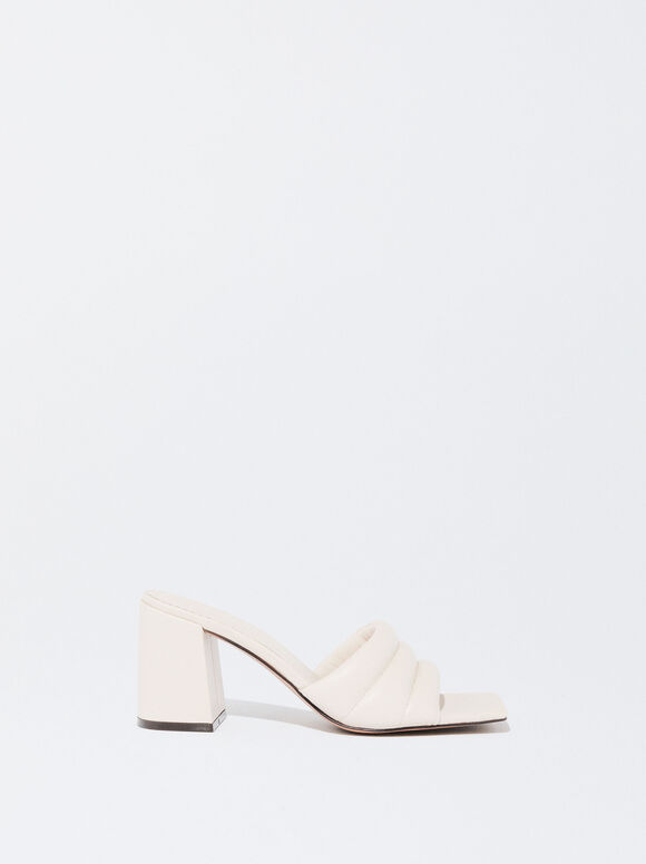 High Heel Metallic Sandals, White, hi-res