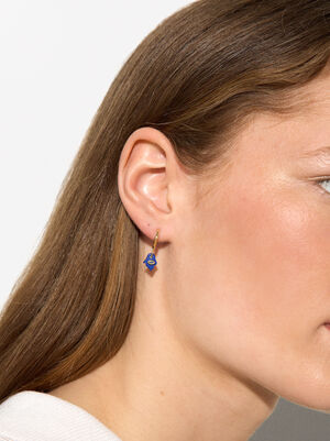 Hoops Earrings With Stone - Sterling Silver 925