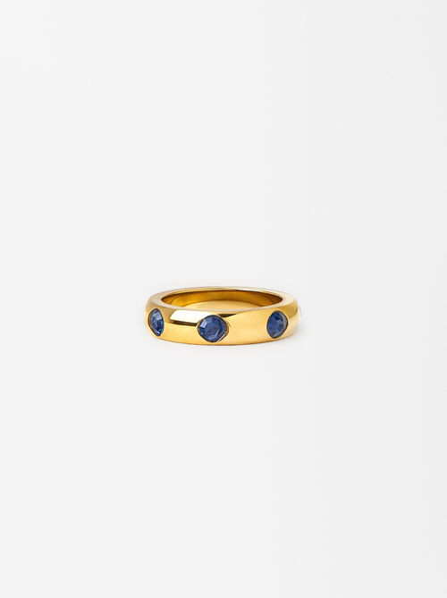 Golden Zirconia Ring - Stainless Steel