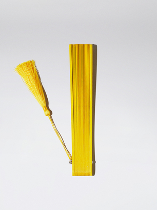 Abanico Bambú Con Perforado, Amarillo, hi-res
