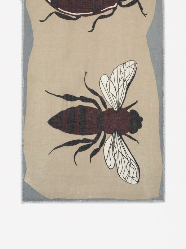 Printed pashmina with wool blended