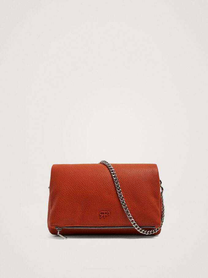 Shoulder Bag With Chain, Orange, hi-res