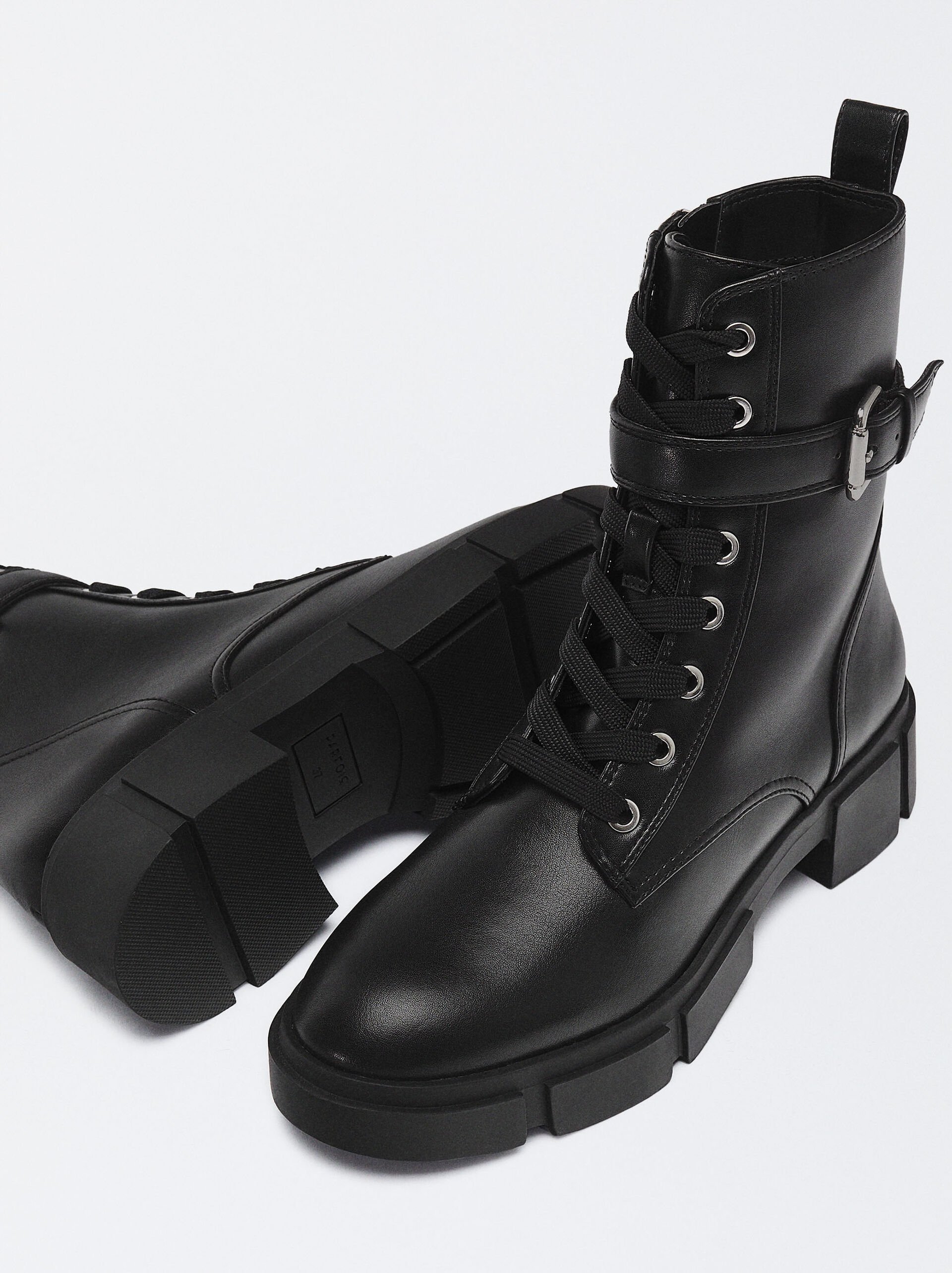 Online Exclusive - Lace-Up Ankle Boots With Buckle image number 5.0