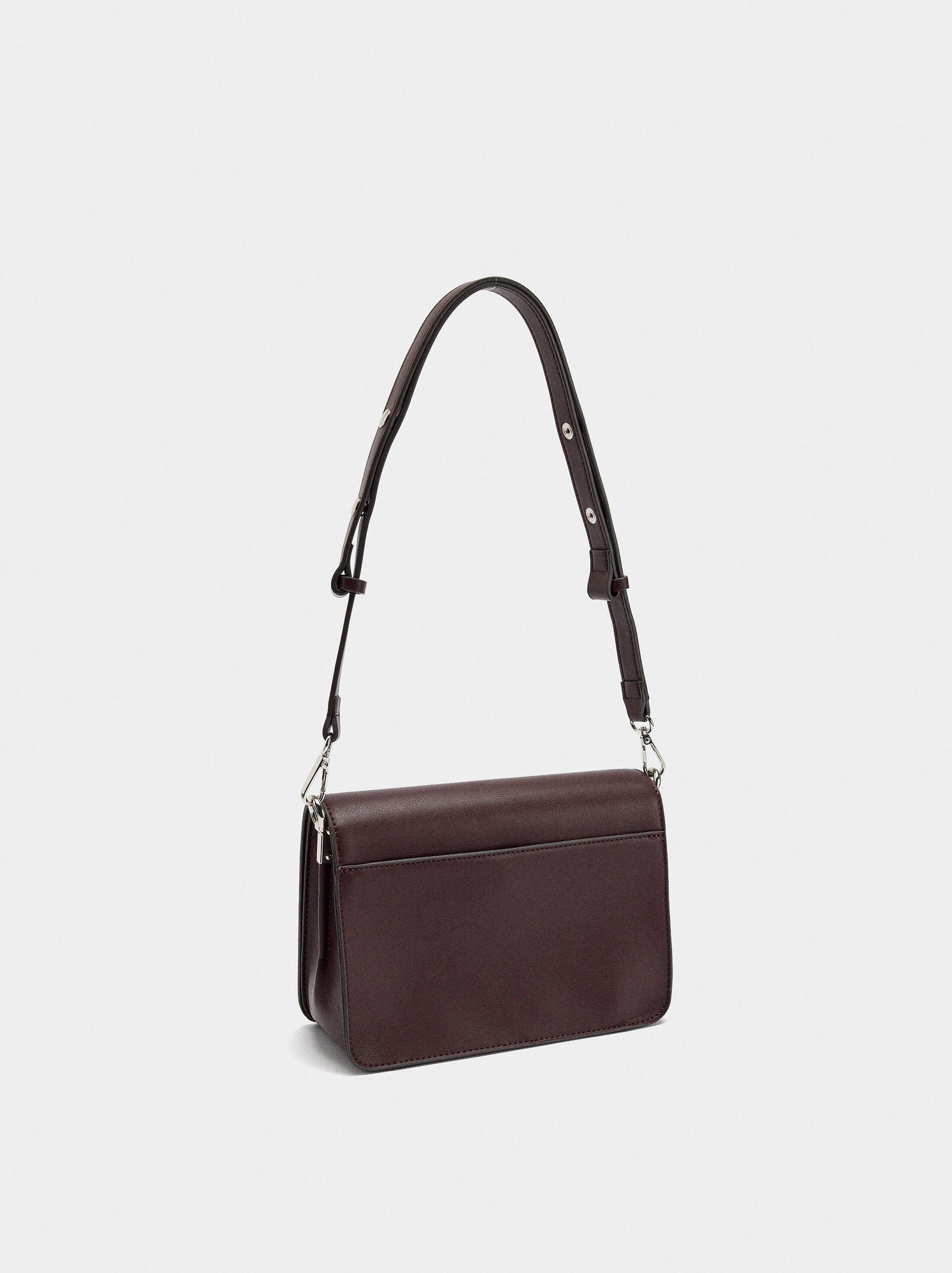 Plain crossbody bag with flap image number 2.0