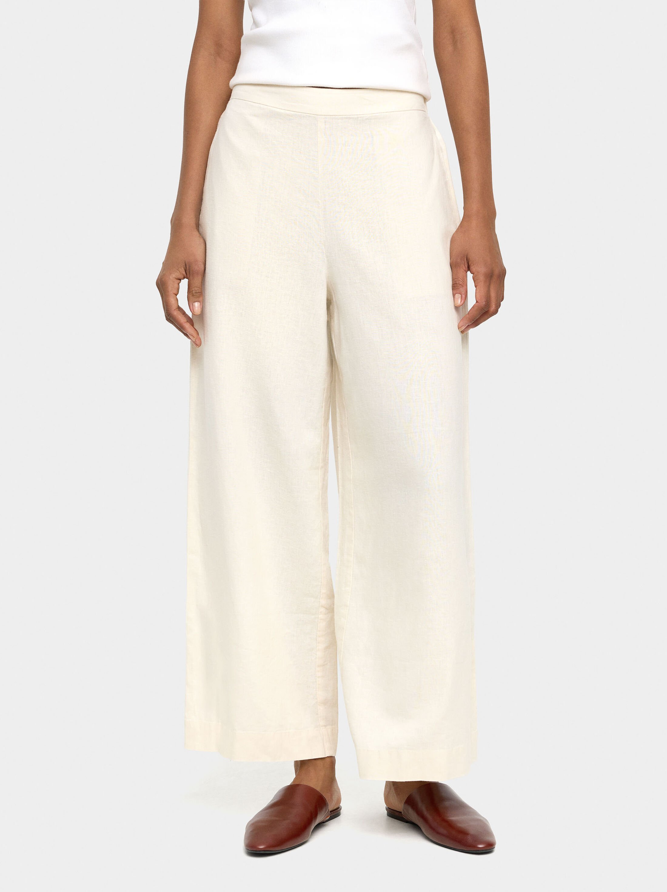 Wide-leg trousers with linen image number 1.0