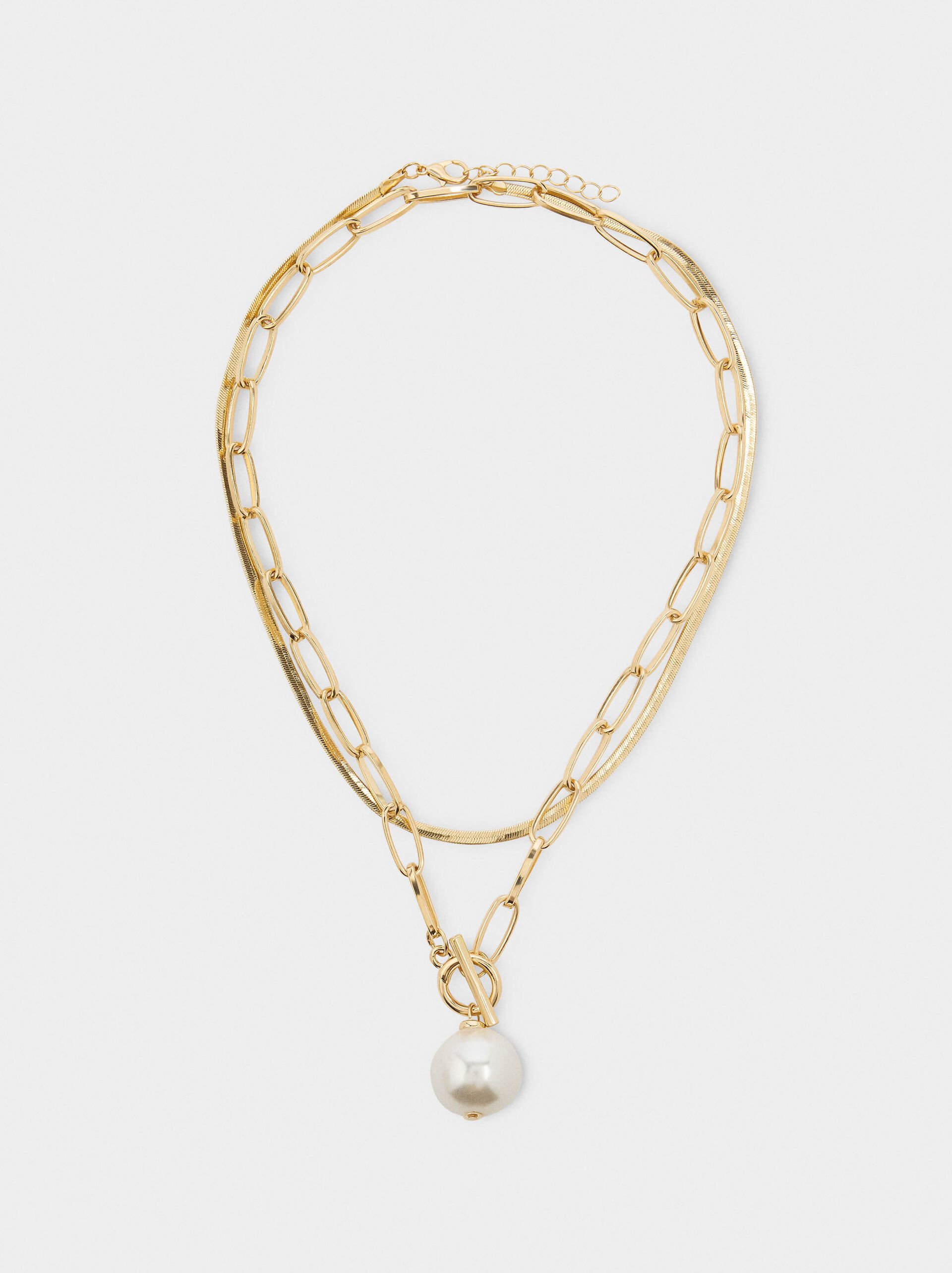 Set of short necklaces with pearl pendant image number 0.0