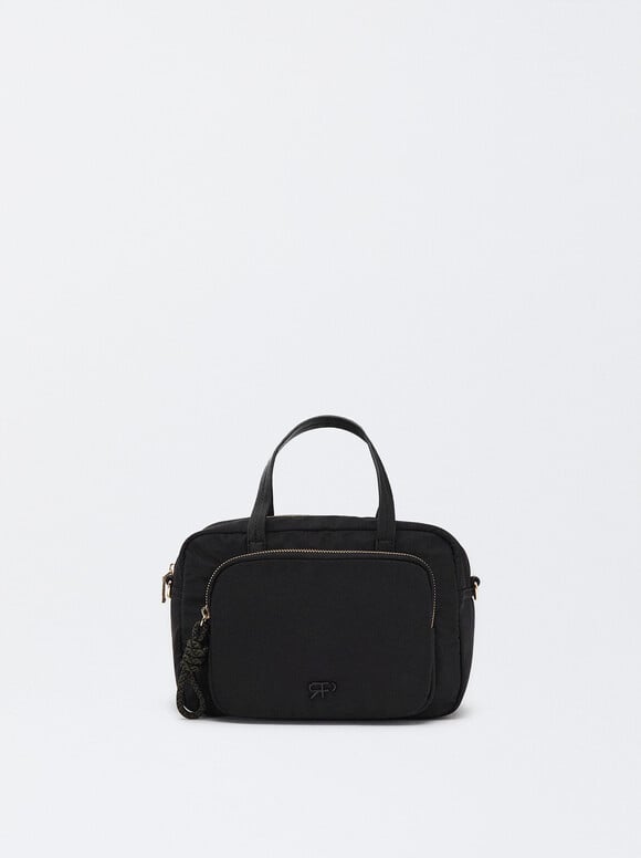 Nylon Hand Bag, Black, hi-res