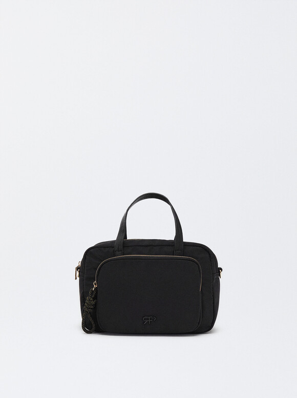 Nylon Hand Bag, Black, hi-res