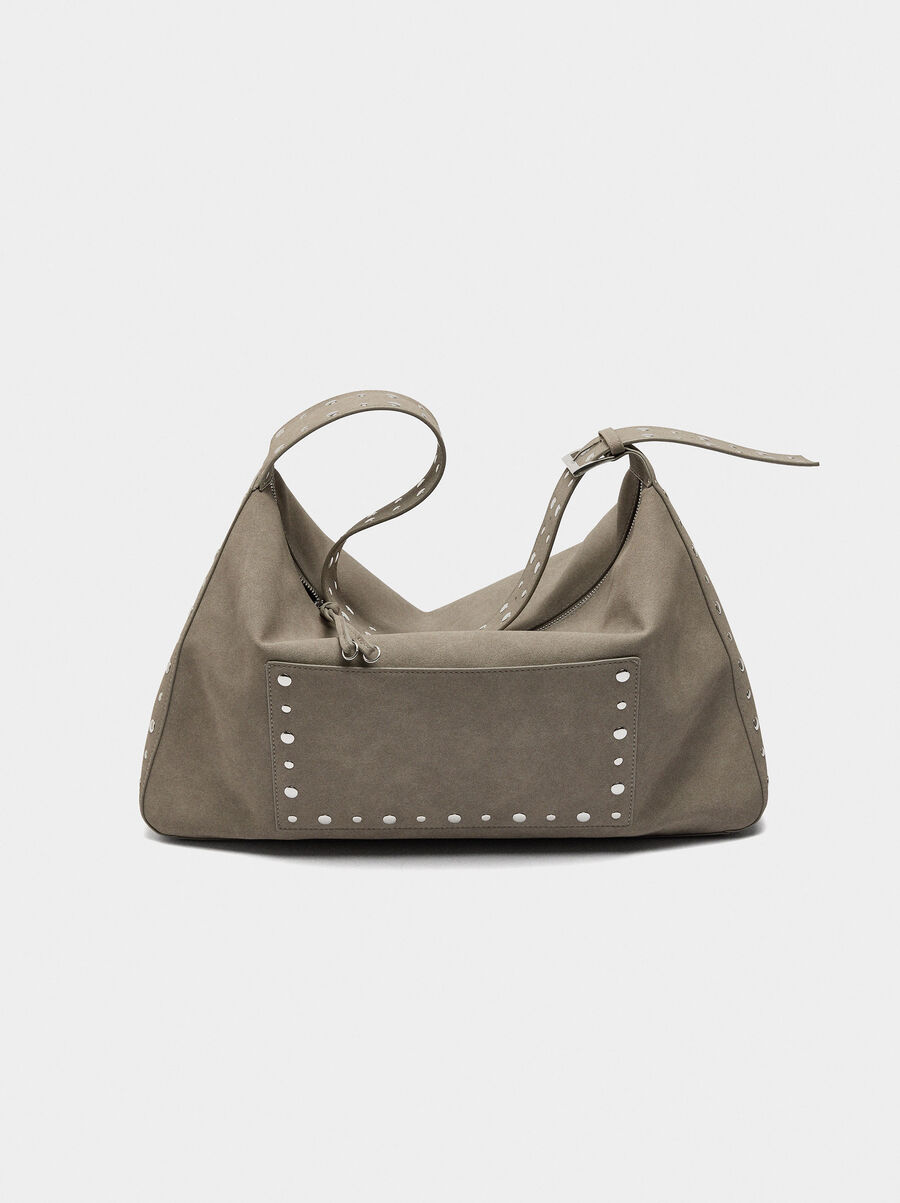 Leather-effect handbag with studs