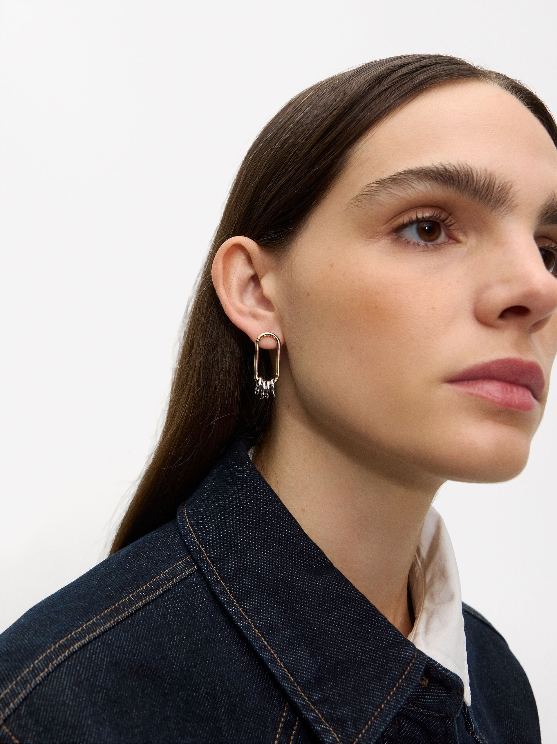Elongated earrings with hoops image number 1.0