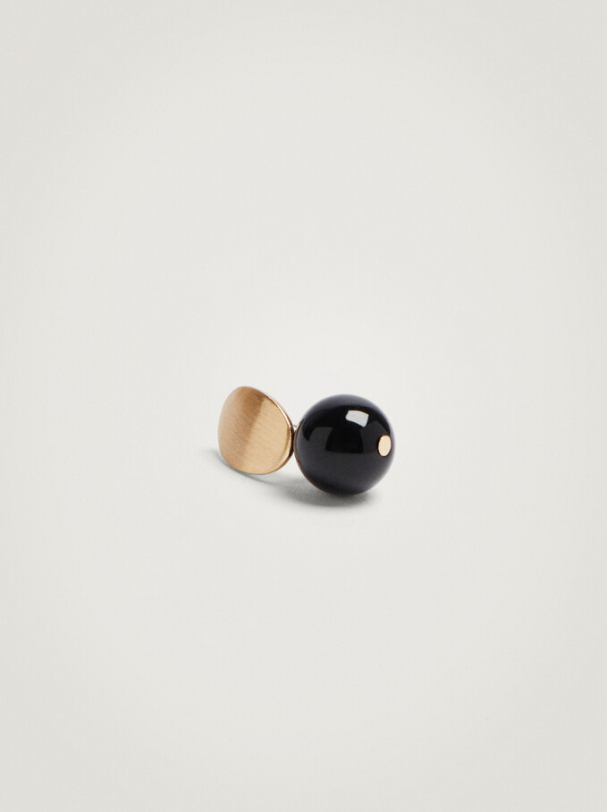 Earrings With Stone, Black, hi-res