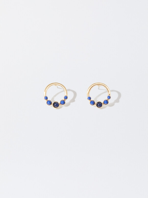 Beaded Earrings, Navy, hi-res
